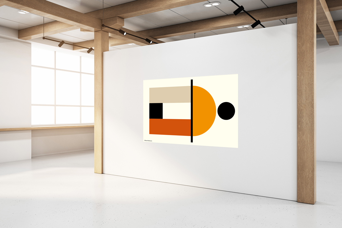 Textil konst med geometriska formspråk i ljuddämpande ull. 320gsm